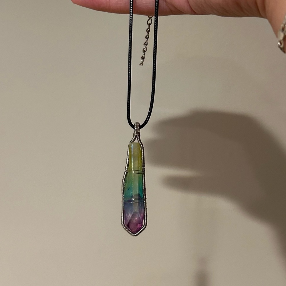 Aura Coated Quartz Pendant